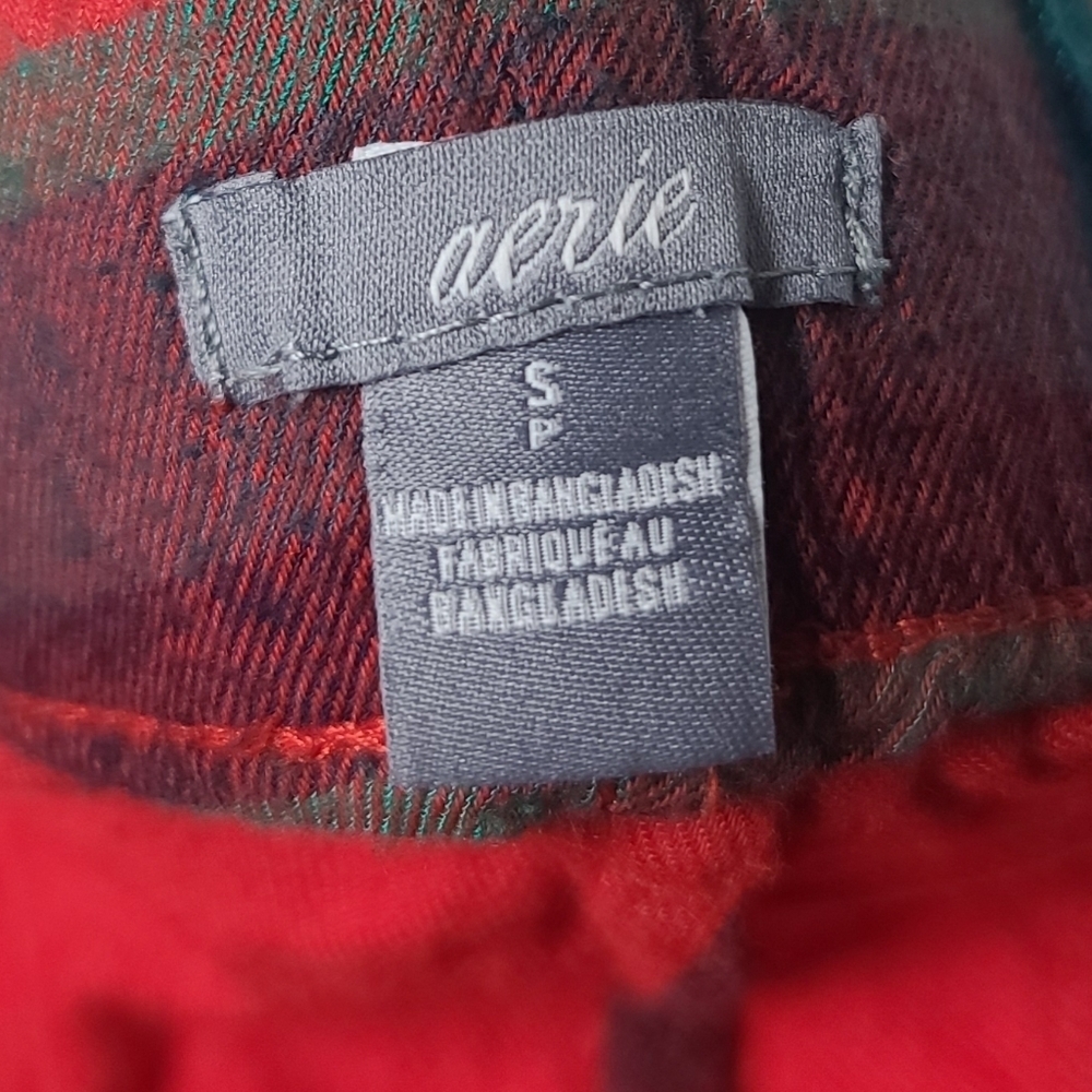 Aerie Plaid Green Red Pajama Pants S - Picture 6 of 7